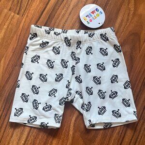 NWT Dot Dot Smile Shorts Robots Faces White Background 2T